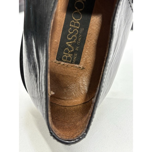 VTG 90s BrassBoot Black Leather Squared Cap-Toe Brogue Derby 8.5M Made in Italy main image 15